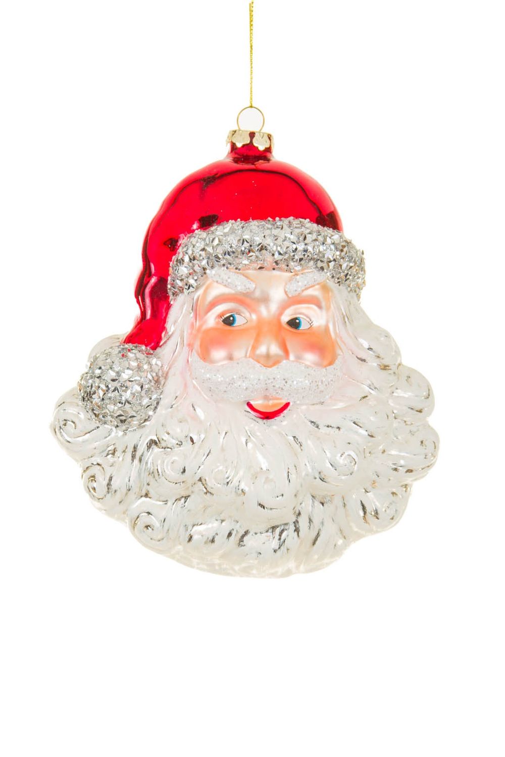 Festive Hangable White and Red Jolly Santa Claus Head