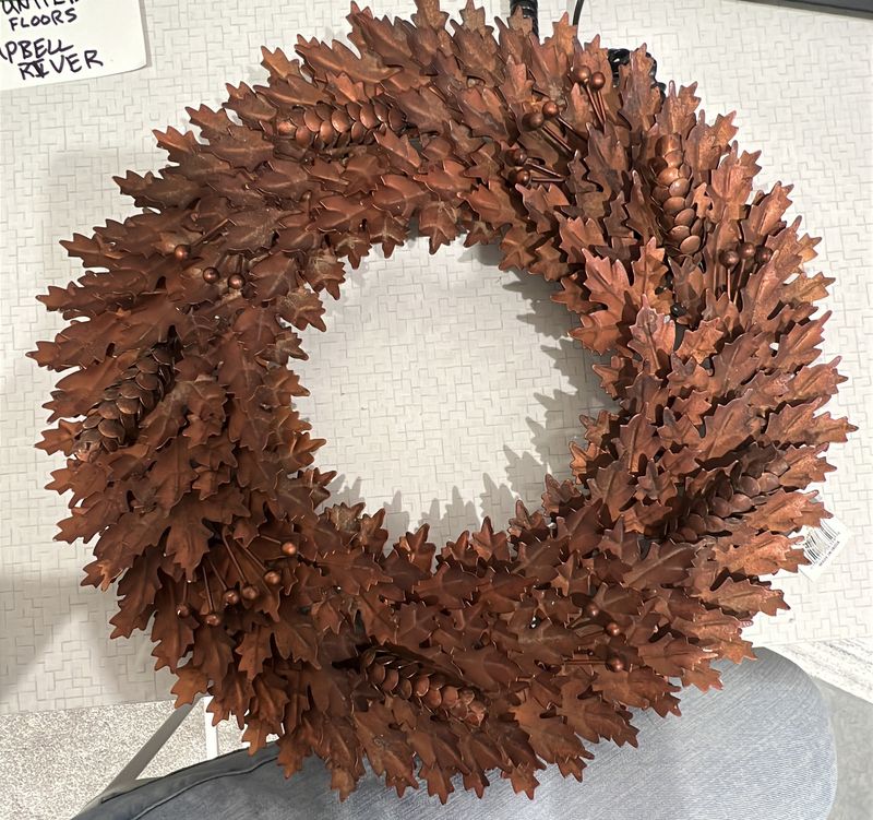 Metal/Copper Leaf and Pinecone Wreath - Small