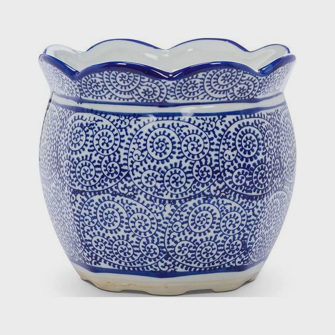 Blue/White Scallop Edge Planter