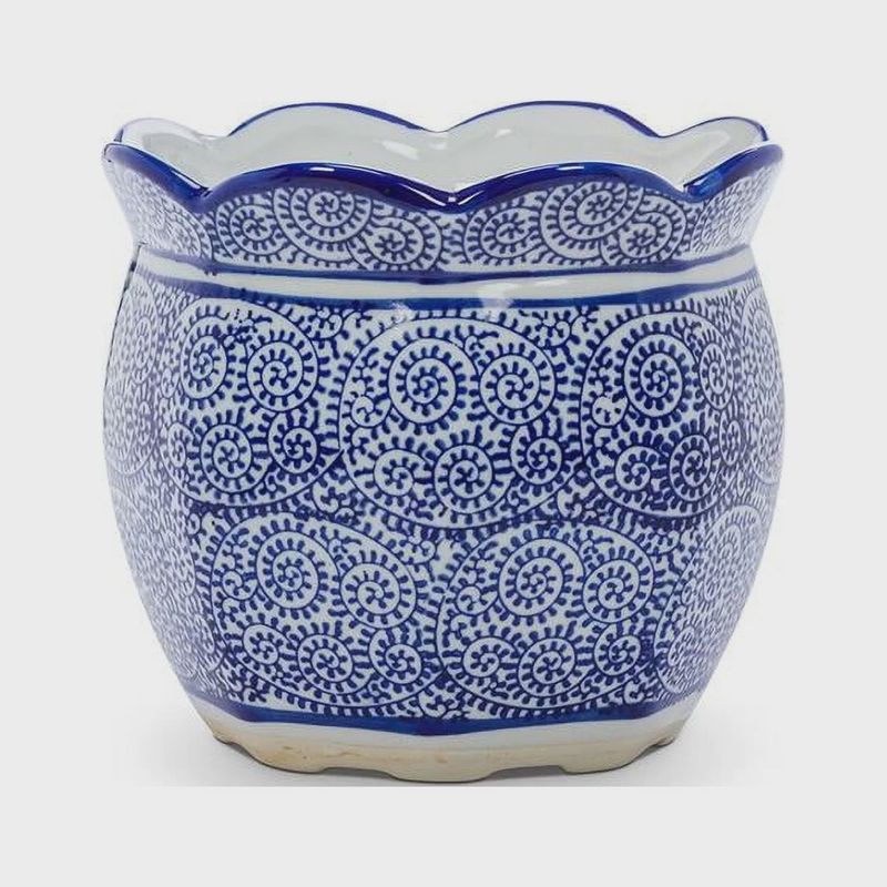 Blue/White Scallop Edge Planter