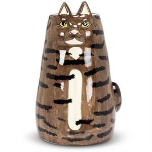 Stripe Cat Vase / Brown