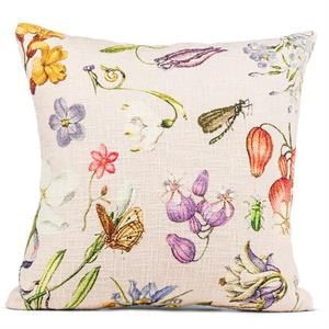Floral Boucle Cushion w/Embroidery - Pink