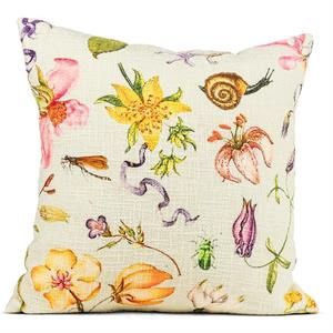 Floral Boucle Cushion w/Embroidery - Mint