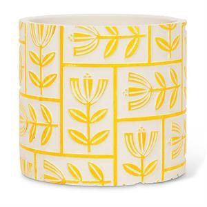 Floral Grid Planter/Yellow - LG