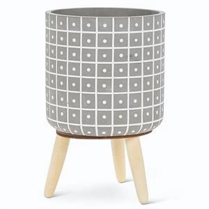 Grey planter with white dots and feet