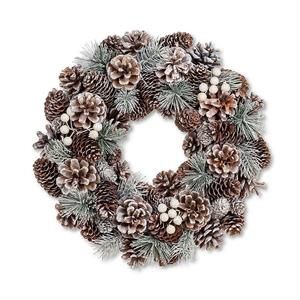 Frosted Wreath w/Pinecones &amp; Berries