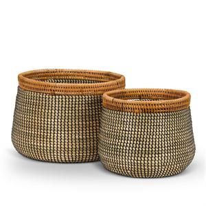 Basket/Planter w/Rim - Blk/Set of 2