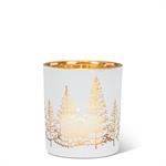 Small White/Gold Tree Tealight - 3&quot;