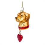 Brown Dog w/heart Ornament