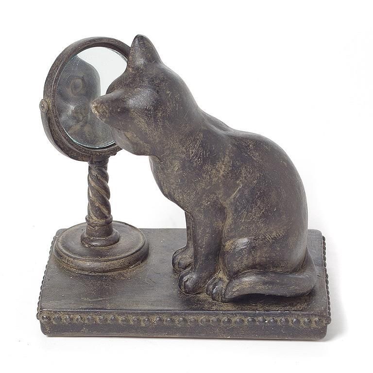 Cat Gazing in Mirror Figure