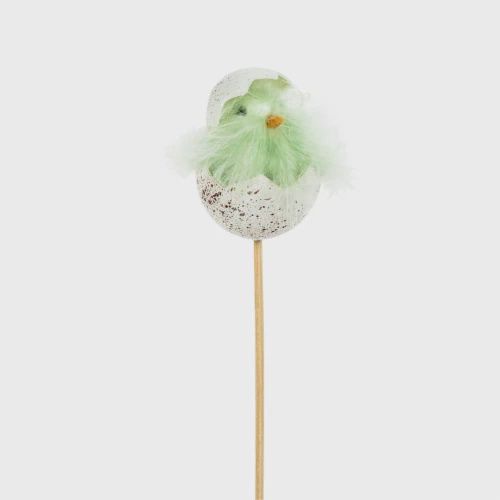 Fluffy Green Chick in a Speckled Egg Pick
