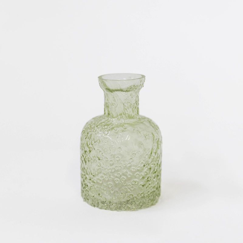 Green Textured Glass Bottle