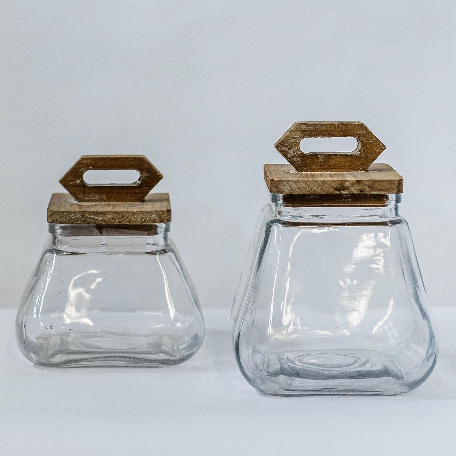 Large Glass Container w/Wooden Lid