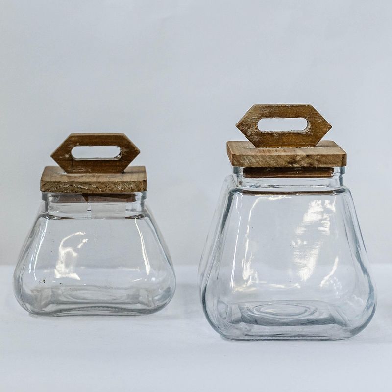 Large Glass Container w/Wooden Lid