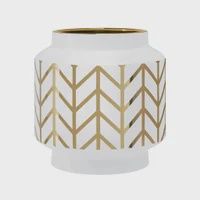 Elements Chevron Gold Stripe Pattern With Ceramic Planter Vase