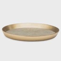 Radiant Bark Carved Resin Decor Plate - Gold