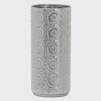 Clara Embossed Mandala Silver Ceramic Vase