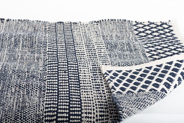 Woven Cotton Rug - Navy - Small