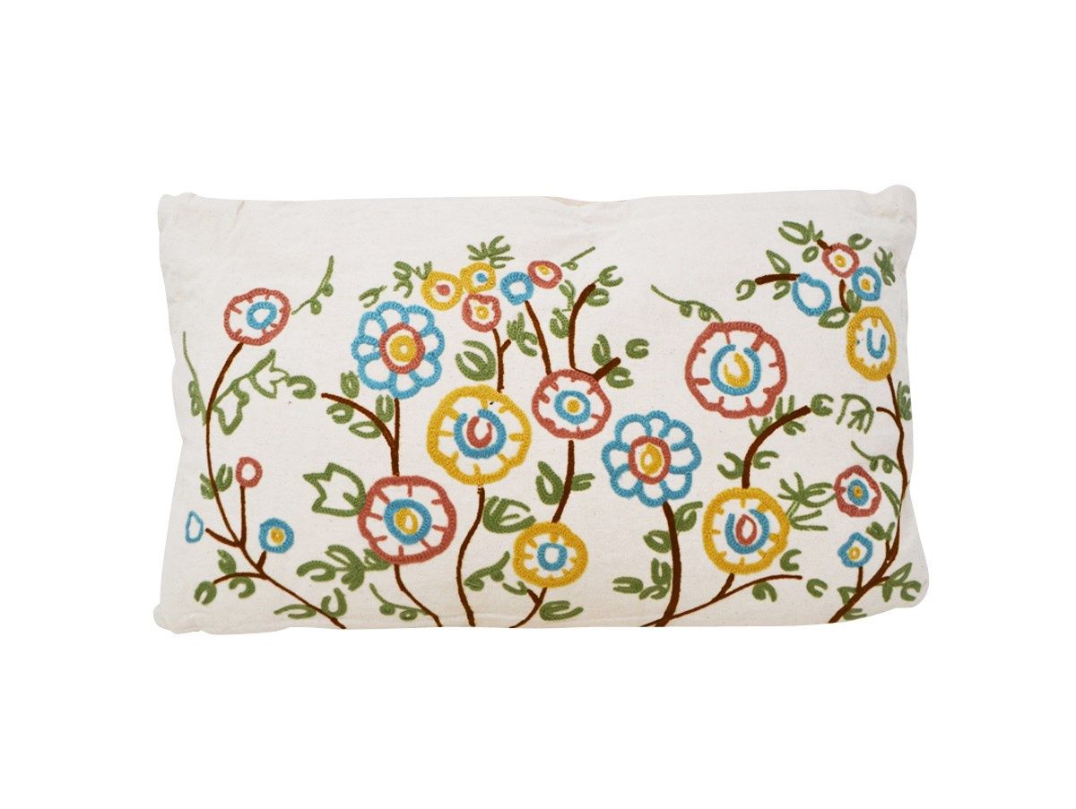 Embroidered Flower Cushion