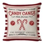 Cushion Decorative "Candy Canes" Ivory/Red