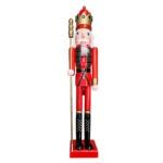 Nutcracker Wooden Standing 24" Red w/Scepter