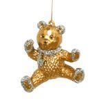 Gold Bear Sitting Gold w/ Sliver Glitter Ornament