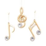 Musical Notes Matte Gold w/Jewel Ornament