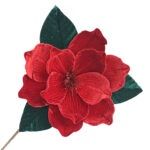 Poinsettia Stem Red-Dark Velvet Head w/Stem