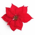 Poinsettia Head Red Velvet w/Clip