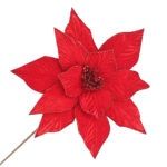 Poinsettia Stem Red Head Velvet w/ Stem