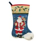 Stocking Blue Tapestry Santa Design