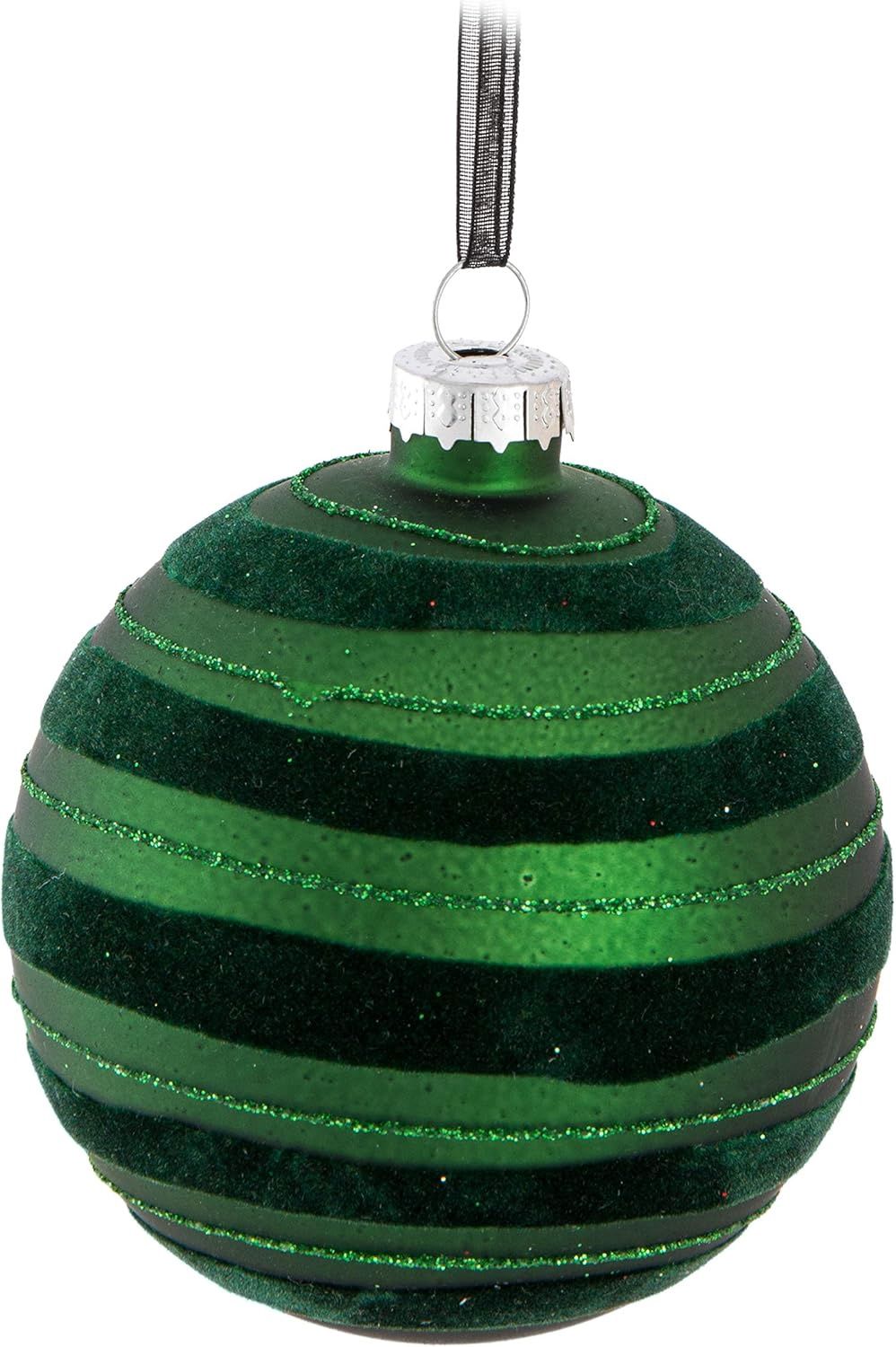 Flock Stripe Green Ornament