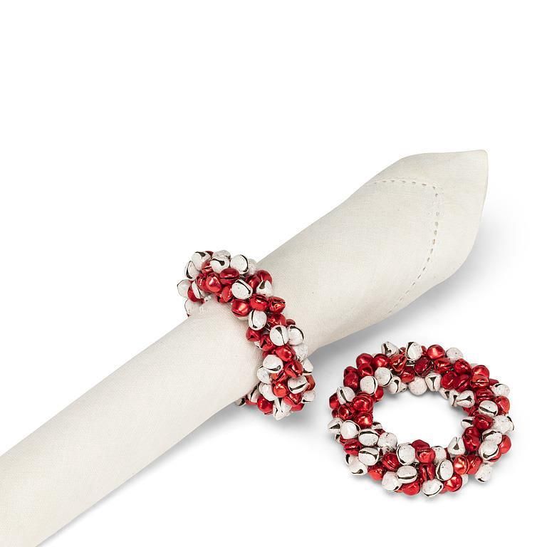 Jingle Bell Napkin Ring - Red/White