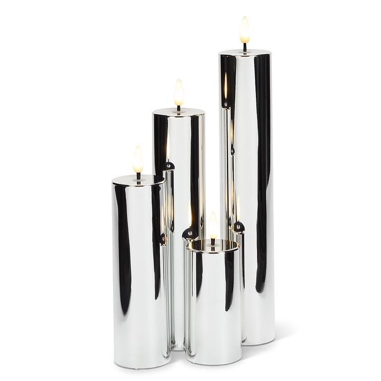 Extra Large Metallic LED Pillar - Silver