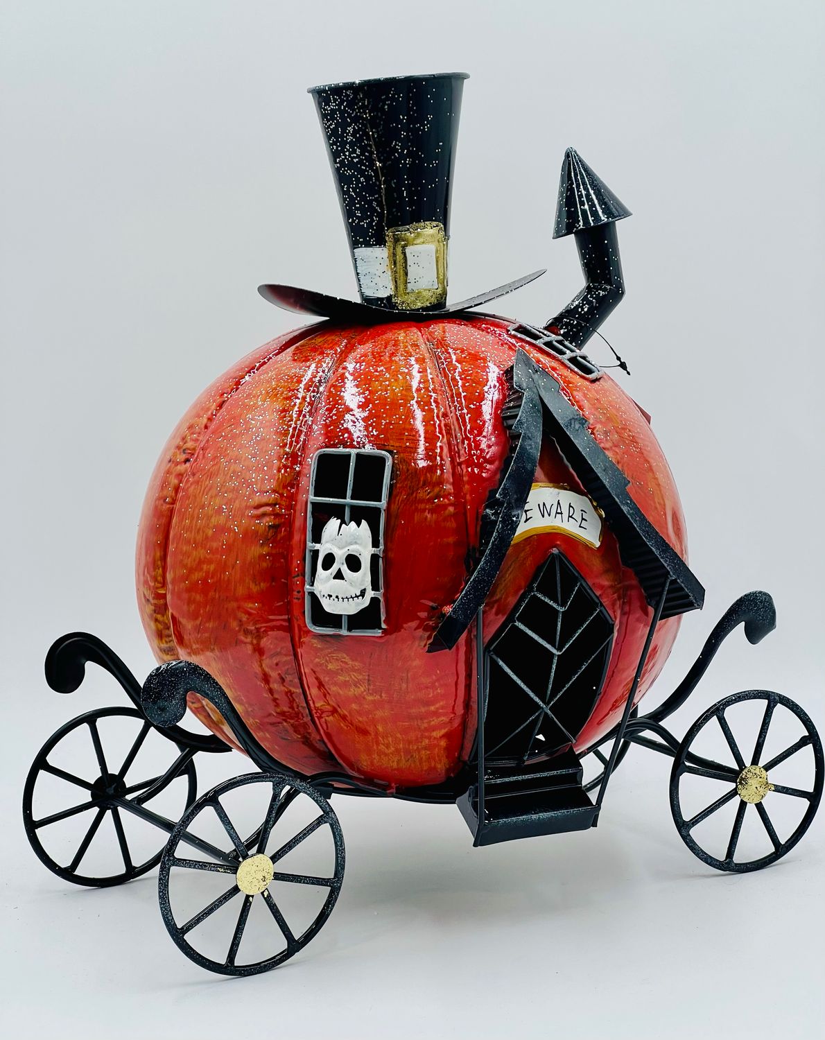 Iron Halloween Pumpkin Carriage Deco