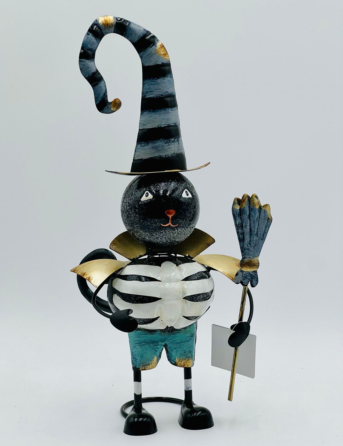 Metal Halloween Skeleton Cat Decor