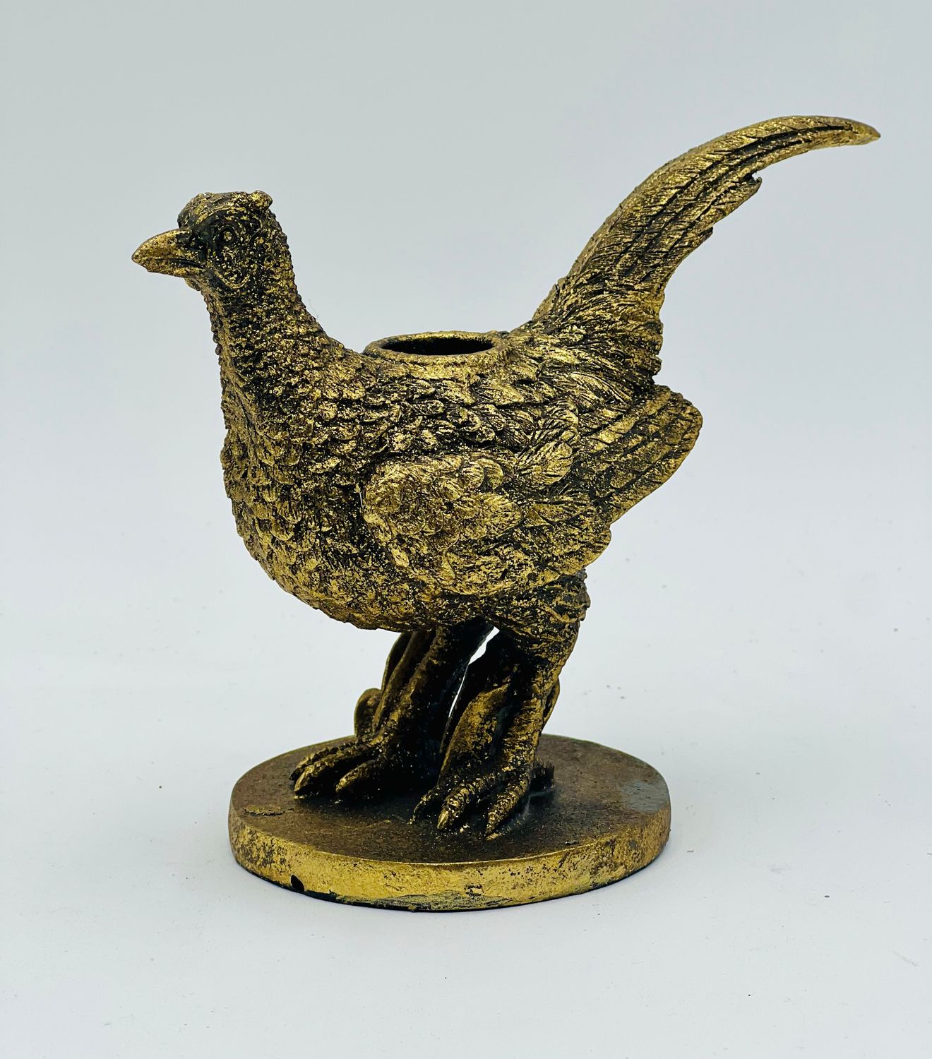 Resin Harvest Pheasant Taper Candle Holder