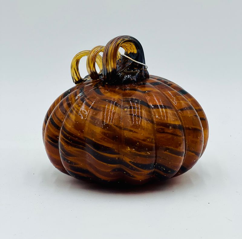 Handmade Glass Harvest Pumpkin Decor - Small