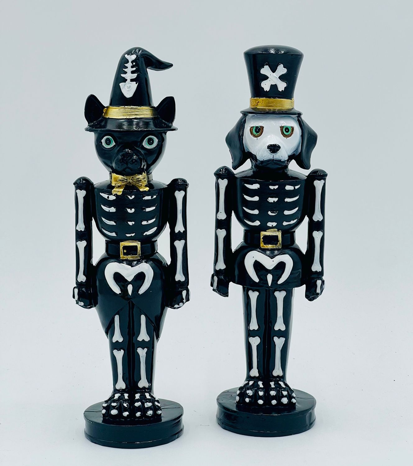 Poly Resin Dog &amp; Cat Skeleton Nutcracker