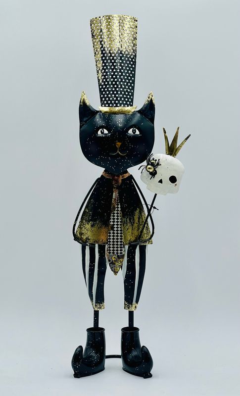 Iron Halloween Cat Decor