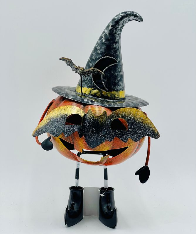 Metal Halloween Masked Pumpkin Decor