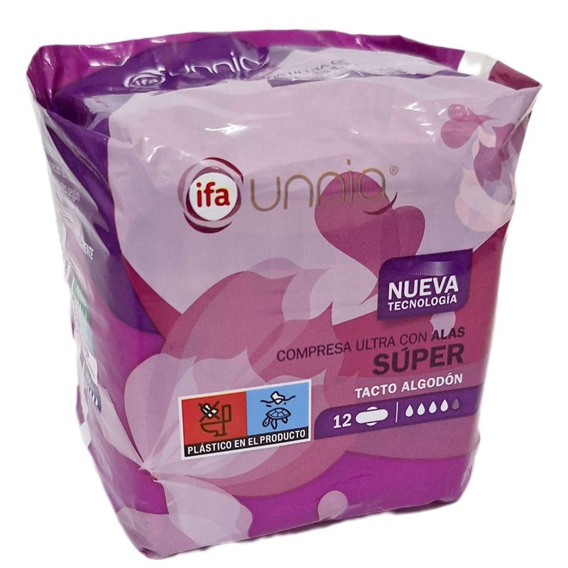 Compresa ifa UNNIA Ultra con Alas SUPER 12 unid. - Tacto Algodón