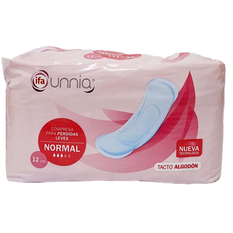 Compresa ifa UNNIA Para PÉRDIDAS LEVES NORMAL 12 unid. - Tacto Algodón
