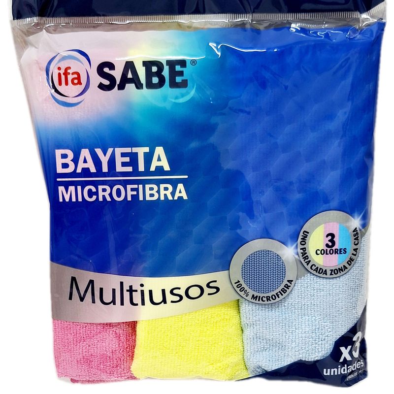 Bayetas de Microfibra Multiusos ifa SABE - 3 unid - colores surtidos - 40 x 38cm
