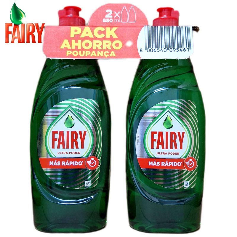 Lavavajillas Fairy Ultra Poder - Pack Ahorro 2x650ml.