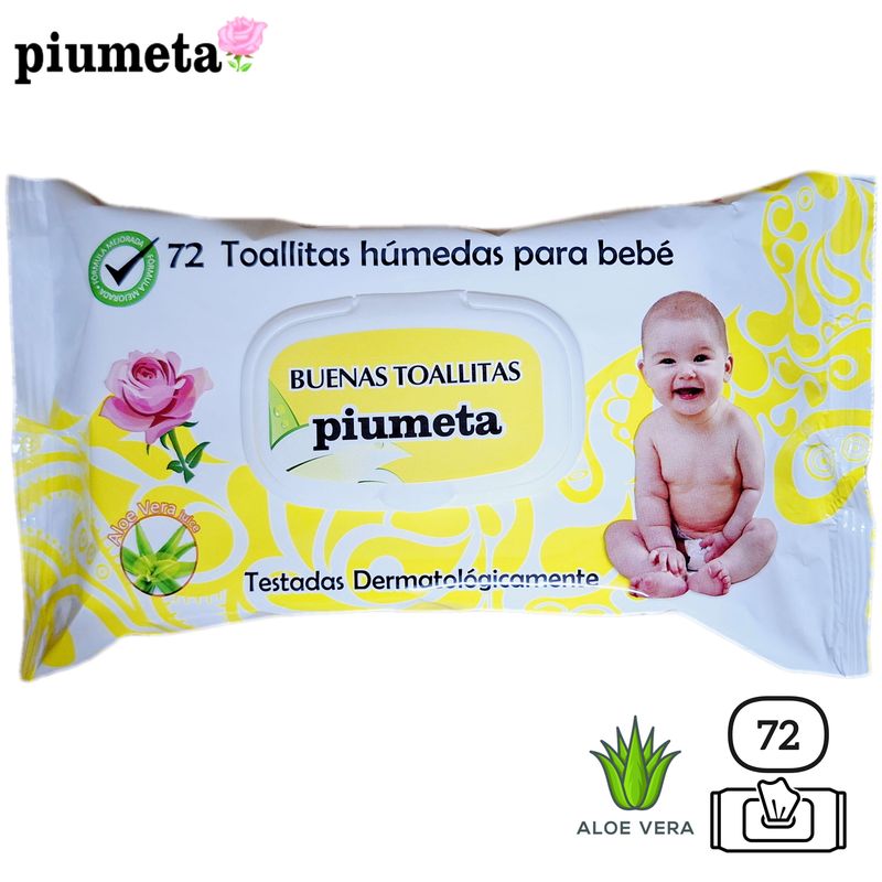 Toallitas Húmedas Piumeta 72 unid. Aloe Vera