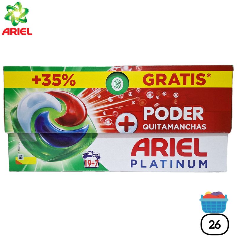 Detergente en Cápsulas Ariel Pods Platinum - Poder Quitamanchas - 26 Lavados