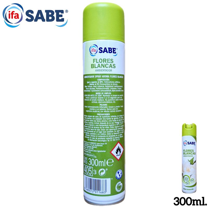 Ambientador Flores Blancas ifa SABE - Larga Duración - 300ml.