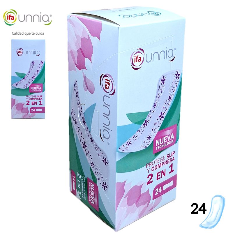 Protege Slip y Compresa 2 en 1 - ifa unnia - 24 unidades.