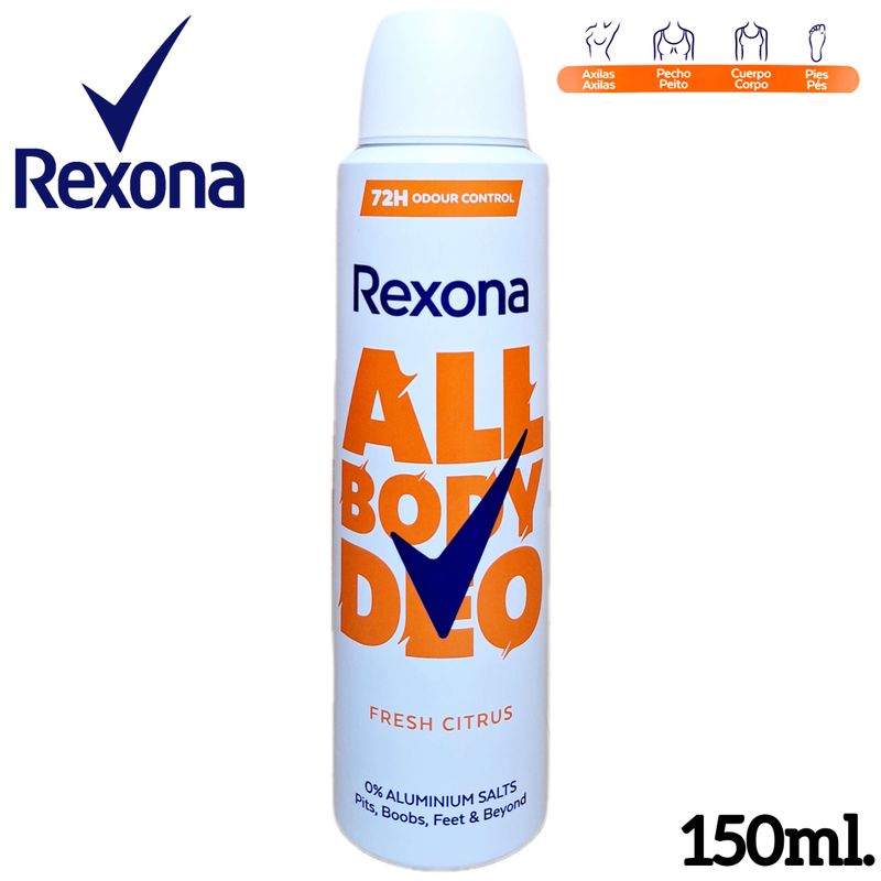 Rexona All Body Deo - Fresh Citrus - Desodorante Spray 150ml. Unisex - 72H Protección